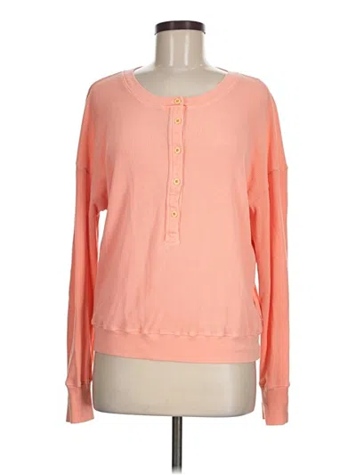 Pre-owned Sundry Long Sleeve Top Orange Crew Neck Tops