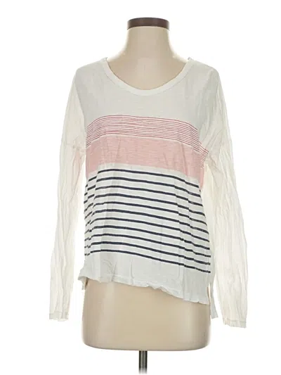 Pre-owned Sundry Long Sleeve Top White Scoop Neck Tops