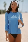 Sundry Love Long-sleeve Crew-neck Graphic Tee In Blue