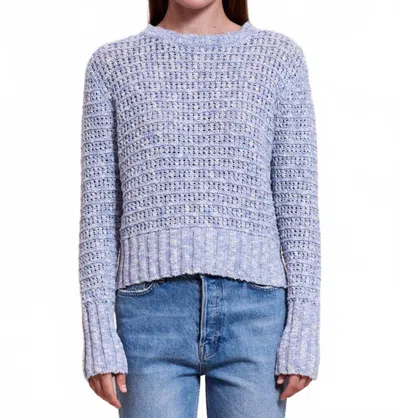 Sundry Marl Slub Crew Top In Blue