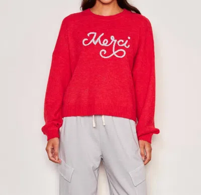 Sundry Merci Crew Neck Sweater In Flare Red