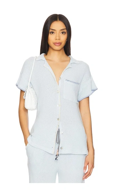 Sundry Mesh Camp Shirt In Blue