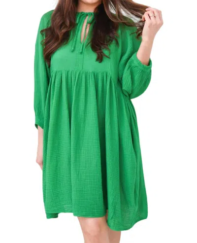 Sundry Mini Blouson Sleeve Dress In Herb Green In Multi