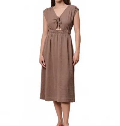 Sundry Mini Ruched Dress In Taupe