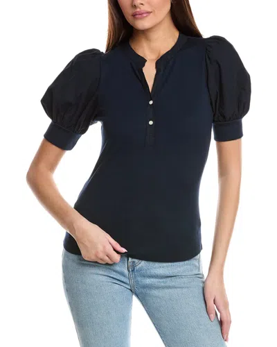 Sundry Mixed Media Henley In Blue