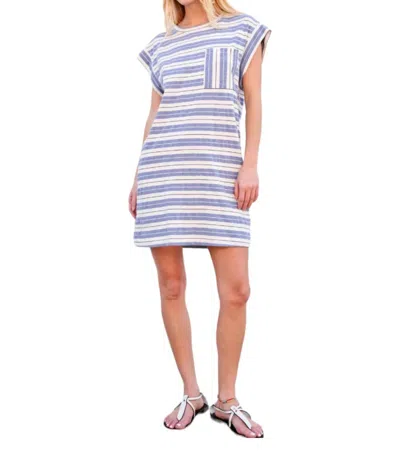 SUNDRY MUSCLE TEE DRESS IN HARBOR STRIPE BLUE
