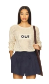 Sundry Oui Mesh Long Sleeve Sweater In Brown