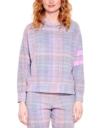 Sundry Plaid Hoodie In Purple