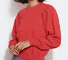 SUNDRY PLEATED PULLOVER TOP IN SCARLET