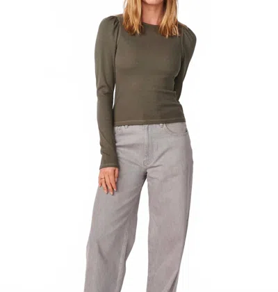Sundry Puff Sleeve Top In Signature Green In Gray
