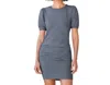 Sundry Puff Sleeve Mini Dress In Pigment Vintage Black In Gray