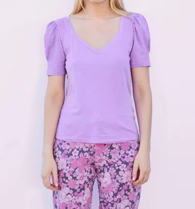 Sundry Puff Sleeve V-neck Tee In Light Orchid In Purple
