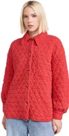 Sundry Quilted Shacket Flare Red In Flare Red