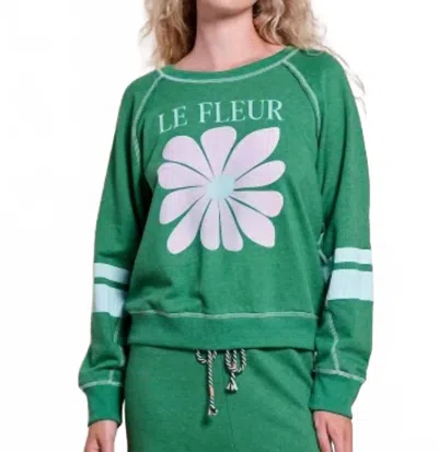 SUNDRY RAGLAN SWEATSHIRT LE FLEUR GREEN GARDEN