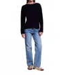 Sundry Ribbed Boat Neck Sweater In Navy In Blue