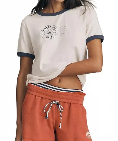 Sundry Ringer Boxy St. Tropez Tee In Oyster In White