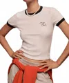 Sundry Ringer Shrunken Short Sleeve Top In Mon Cheri