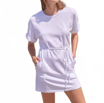 Sundry Rolled Sleeve Dress In Optic White