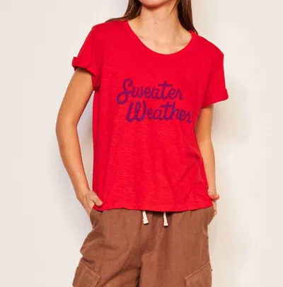 Sundry Rolled Sleeve Graphic Tee In Flare Red