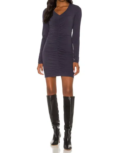 Sundry Ruched Front Dress In Ink In Blue