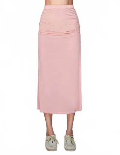 Sundry Ruched Midi Skirt In Adobe In Pink