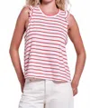 Sundry Ruffle Stripe Cami Top In Optic White In White