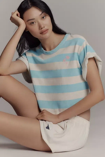 Sundry Rugby Stripe Boxy Crop Tee In White