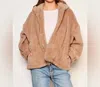 Sundry Sherpa Hooded Coat In Taupe In Grey
