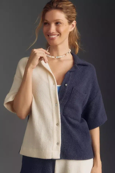 Sundry Sherpa Short-sleeve Buttondown Tee In White