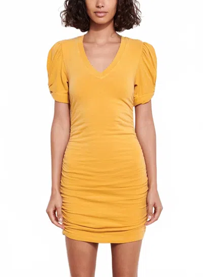 Sundry Short Puff Sleeve Mini Dress In Buttercup In Yellow
