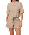 Sundry Short Sleeve Sweatshirt In Taupe In Brown