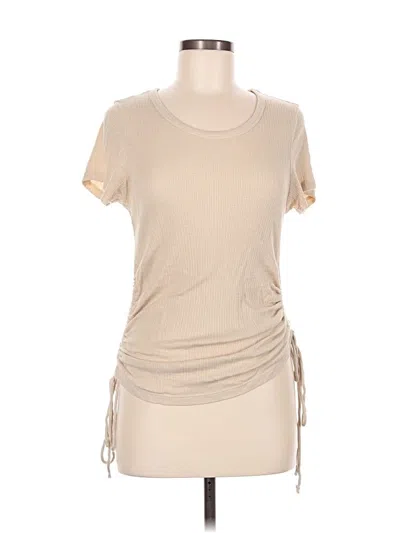 Pre-owned Sundry Short Sleeve Top Tan Crew Neck Tops In Brown