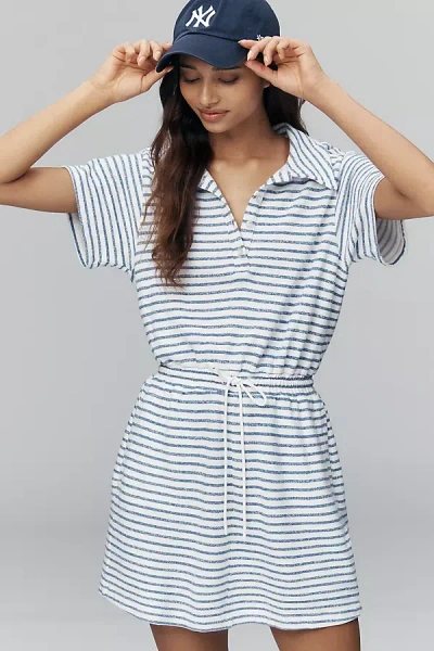 Sundry Short-sleeve Stripe Mini Dress In Blue