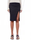 Sundry Side Slit Midi Skirt In Black In Black