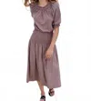 Sundry Smocked Midi Dress In Taupe In Brown
