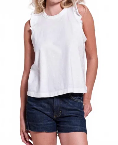 Sundry Solid Ruffle Cami In Optic White