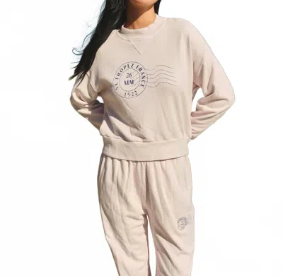 Sundry St Tropez Stamp Athletic Sweatshirt In Oyster In White