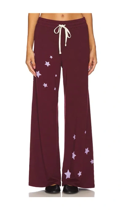 Sundry Stars Wide Leg Pant In Burgundy