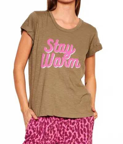Sundry Stay Warm Rolled Sleeve Tee In Warm Fern In Brown