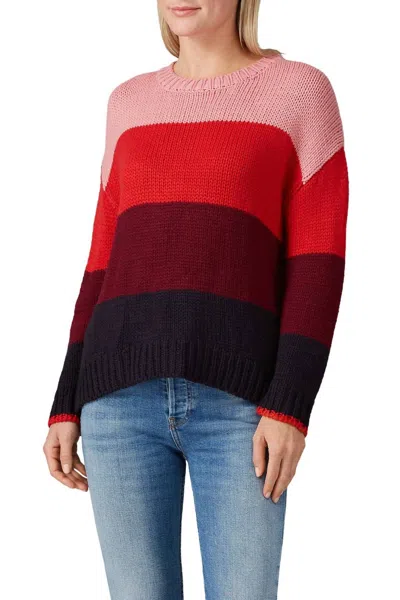 Sundry Stripe Knit Sweater In Red