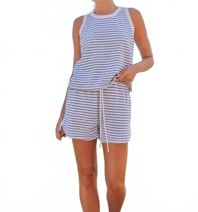 Sundry Stripe Track Short In Optic White In Blue