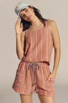 Sundry Striped Cotton Gauze Cross-back Swing Tank Top