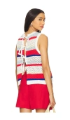 Sundry Sundr Tie Back Stripe Tank Sweater In Red