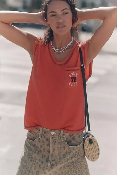 Sundry Swim Club Pocket Tank Top In Red