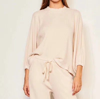 Sundry Thermal Mock Neck Dolman Top In Oyster In White