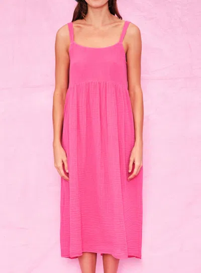 Sundry Tie Back Midi Dress In Azalea In Pink