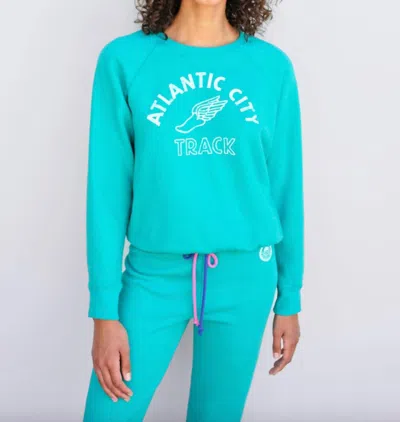Sundry Track Crew Sweatshirt In Teal In Blue