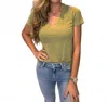 Sundry V-neck Tee In Olive In Green