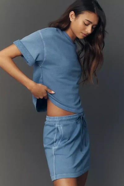 Sundry Vintage Terry Mini Skirt In Blue