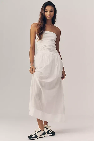 Sundry Voile Ruched Maxi Dress In White